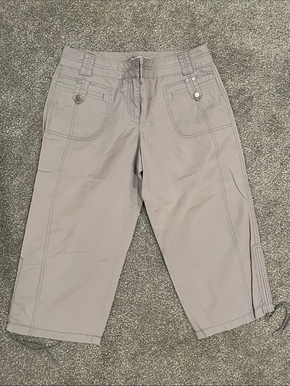 LOFT Light Gray Cargo Capris with Drawstring Hem